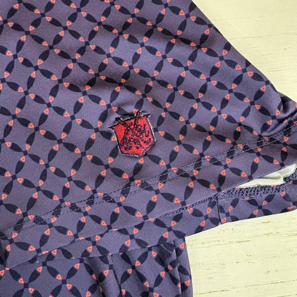 Greyson Polo Shirt Mens XL Purple Geometric Golf Performance Short Sleeve Peru - Picture 4 of 6